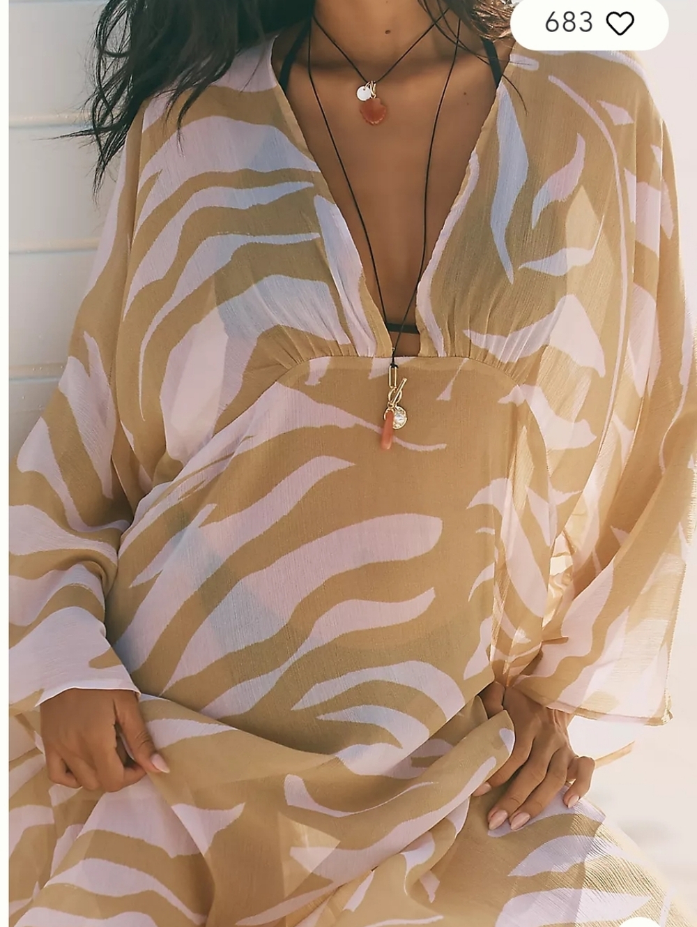 NWT Anthropologie Patterned Sheer Kaftan - Picture 3 of 4
